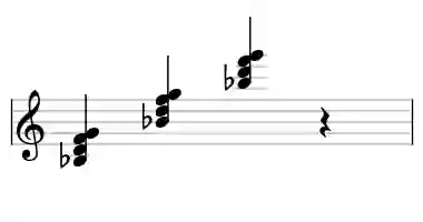 Sheet music of Bb 6 in three octaves